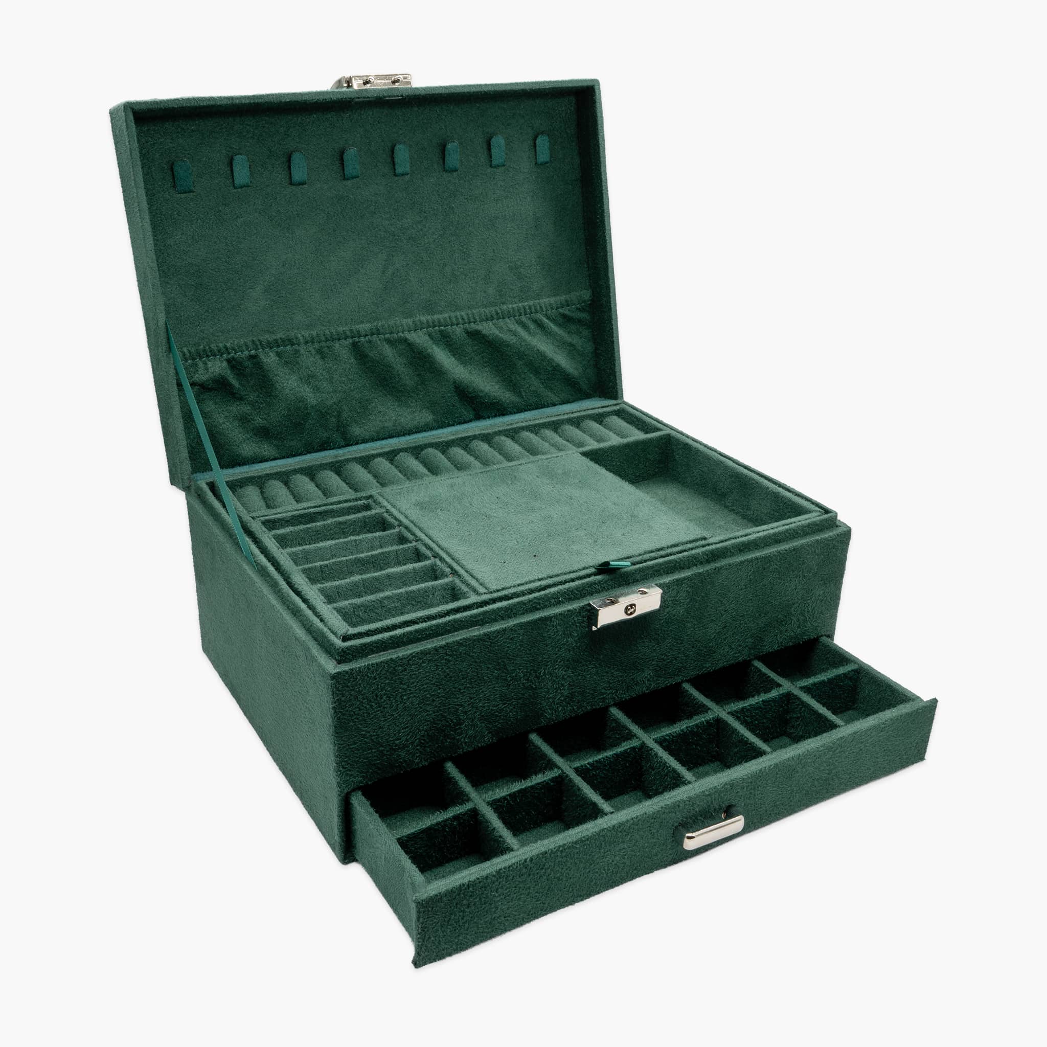 Grande boîte à bijoux velours vert émeraude - SLOYA