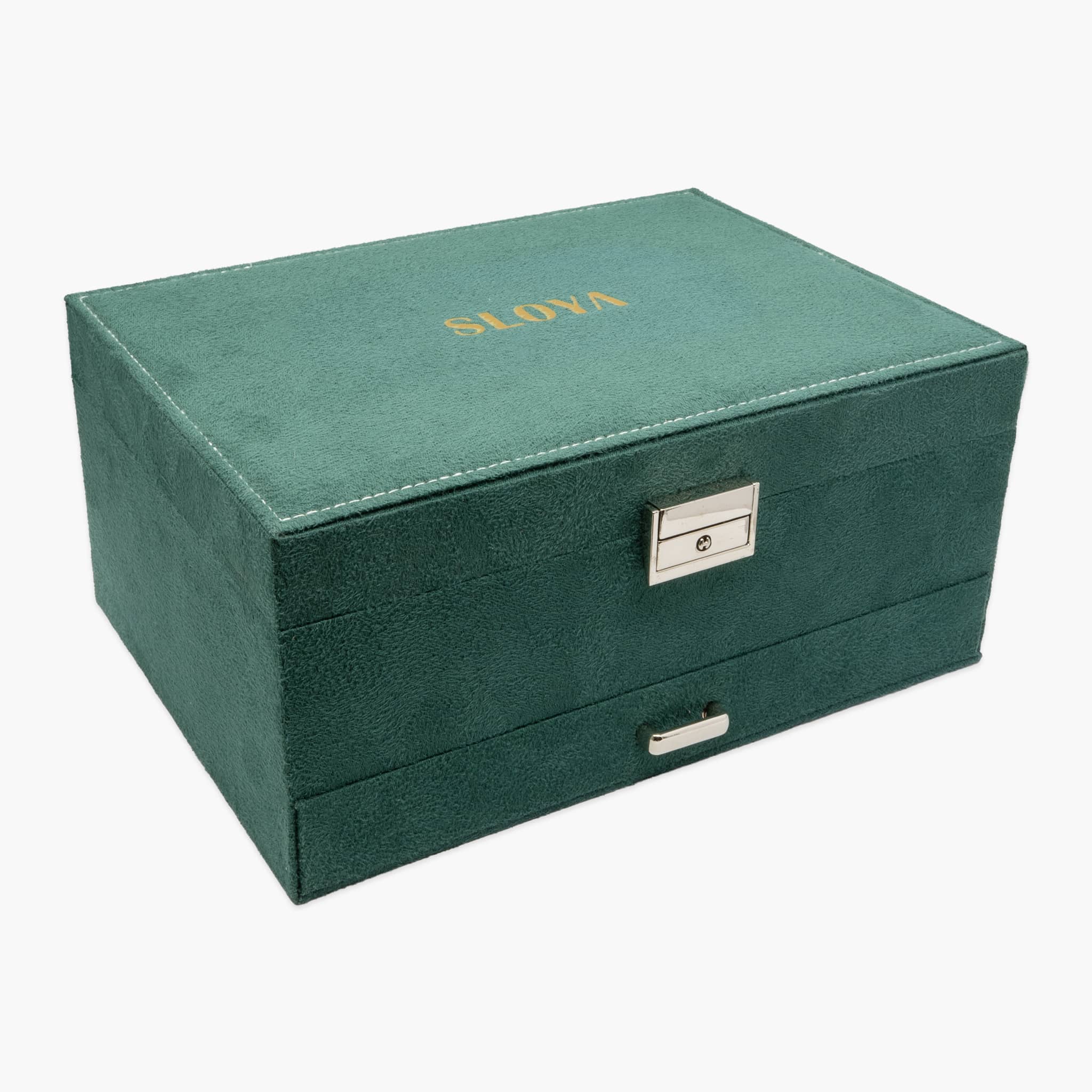 Grande boîte à bijoux velours vert émeraude - SLOYA