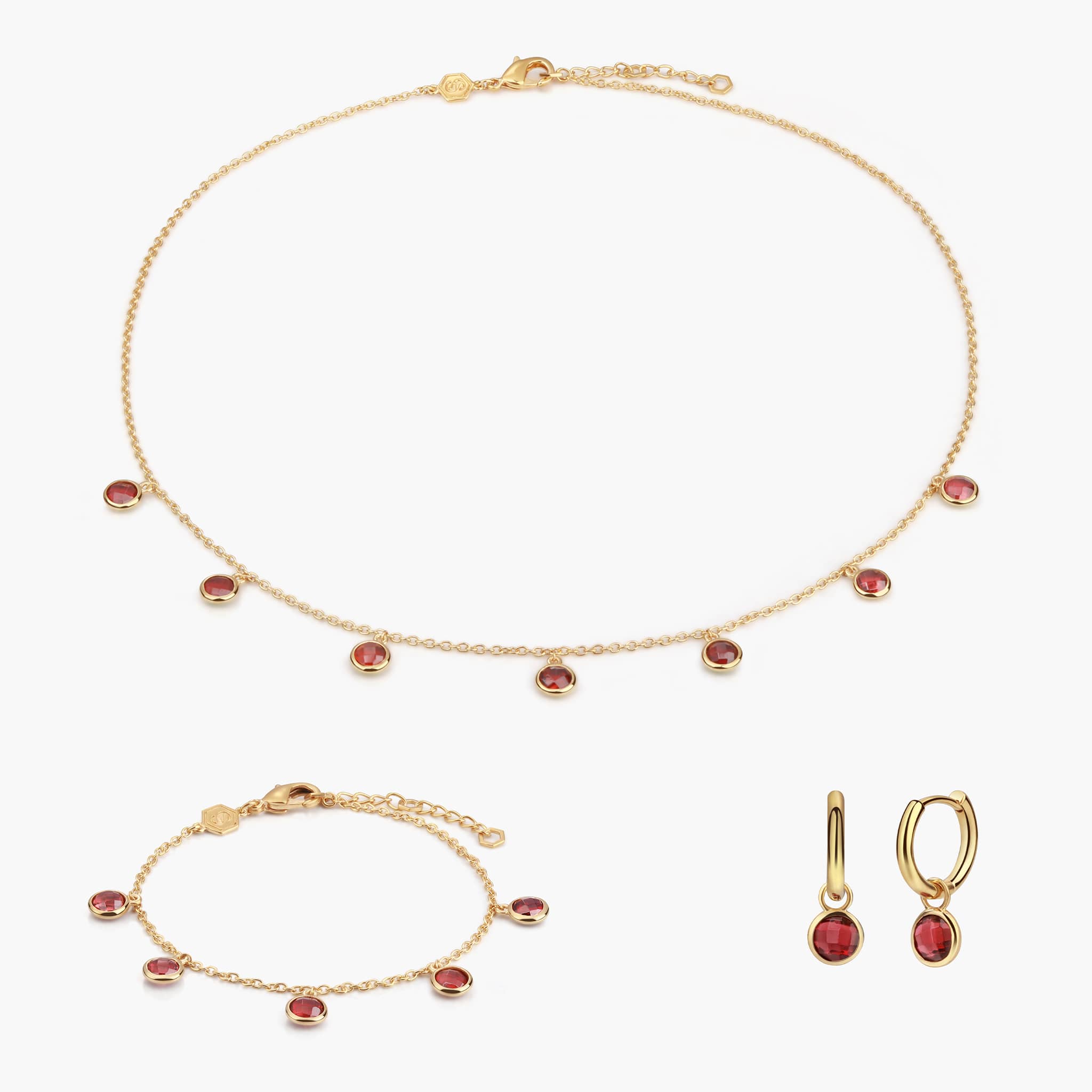 parure Collier, bracelet et boucles d'oreilles Gemia en pierres Grenat