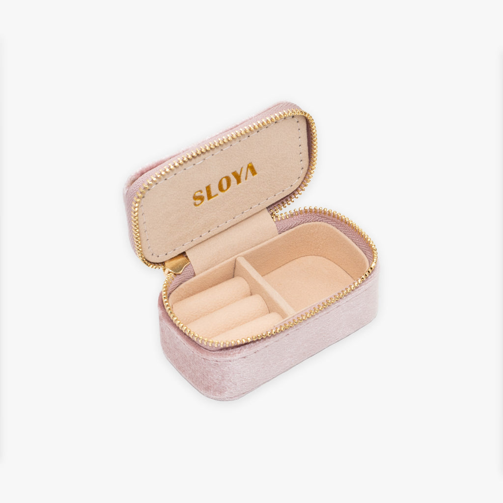 Mini boîte à bijoux velours rose pêche - SLOYA