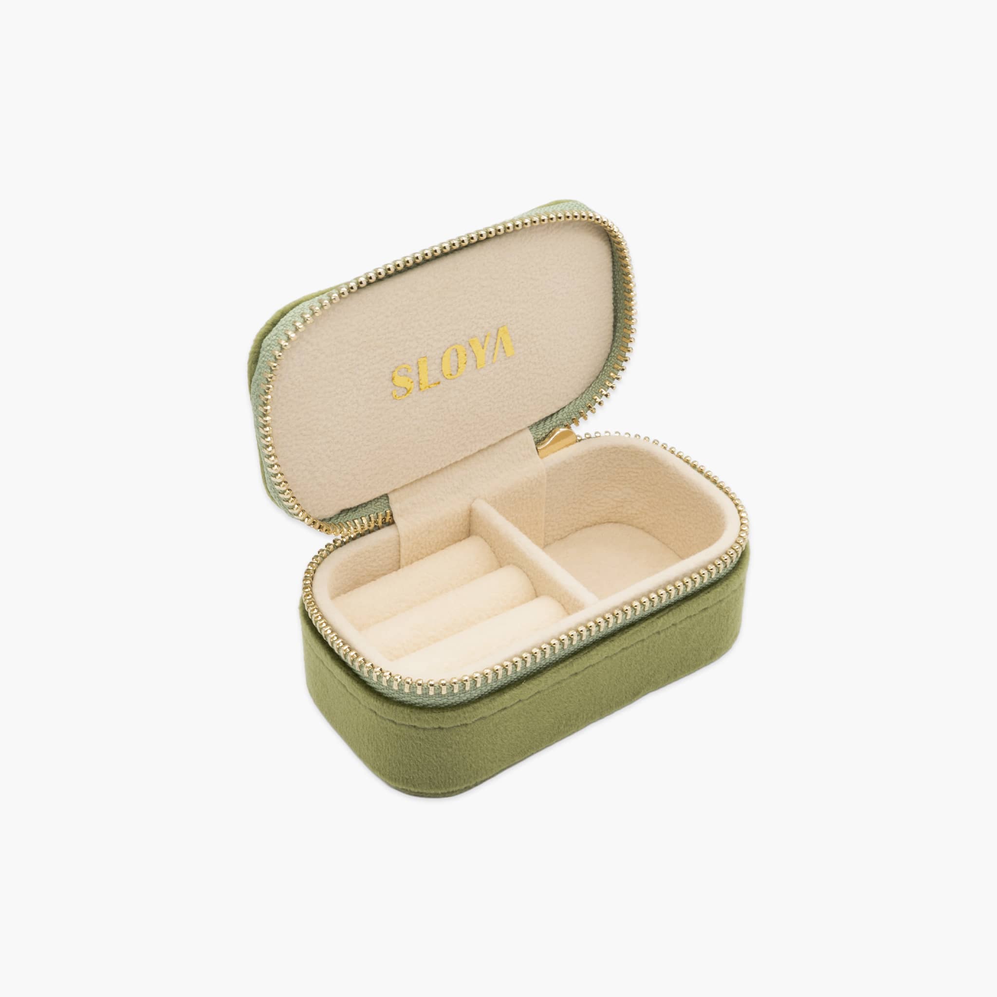 Mini boîte à bijoux velours vert olive - SLOYA