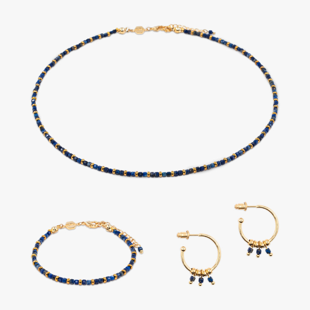 Collier, bracelet et boucles d'oreilles Karia en pierres Lapis-lazuli - SLOYA