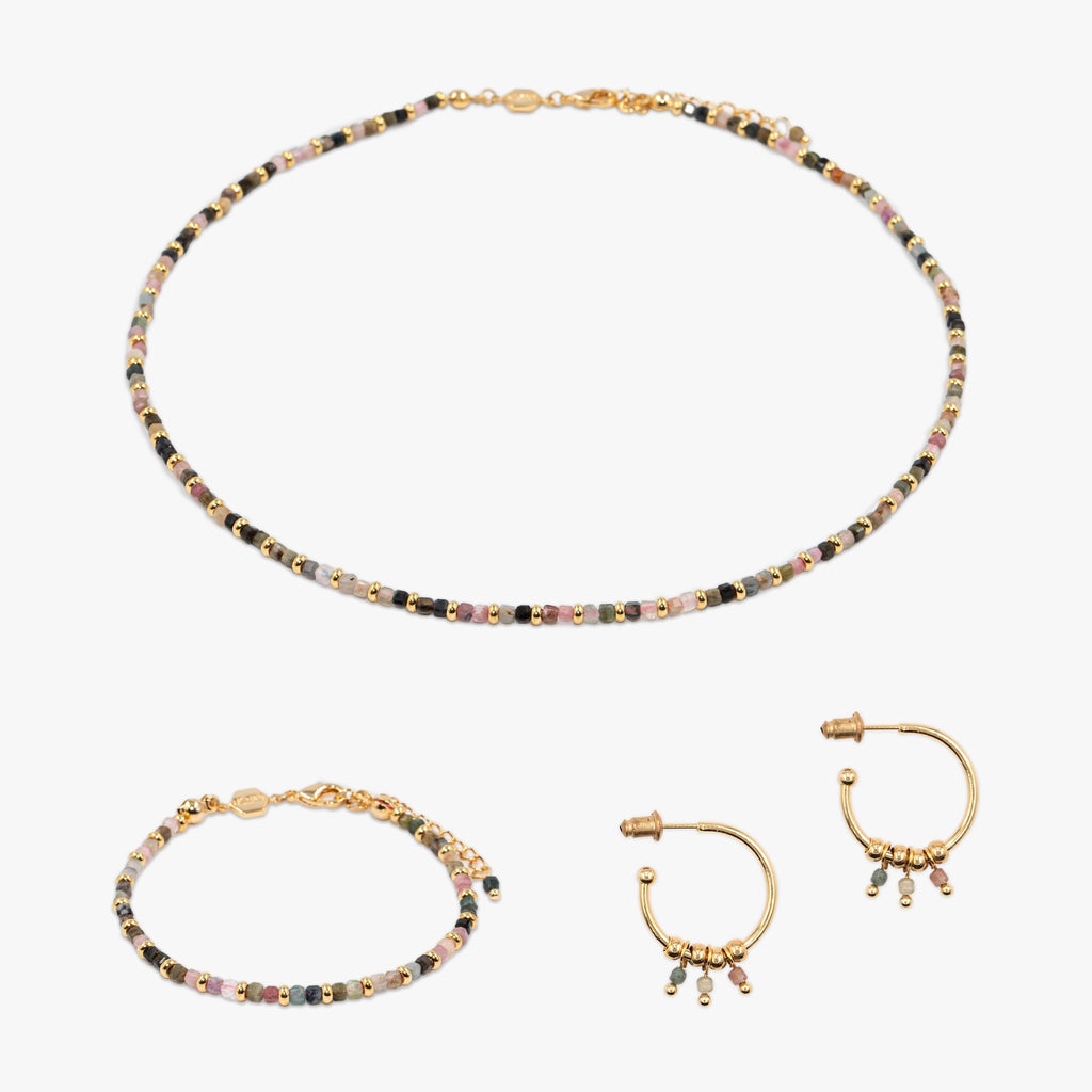 Collier, bracelet et boucles d'oreilles Karia en pierres Pierre de lune - SLOYA