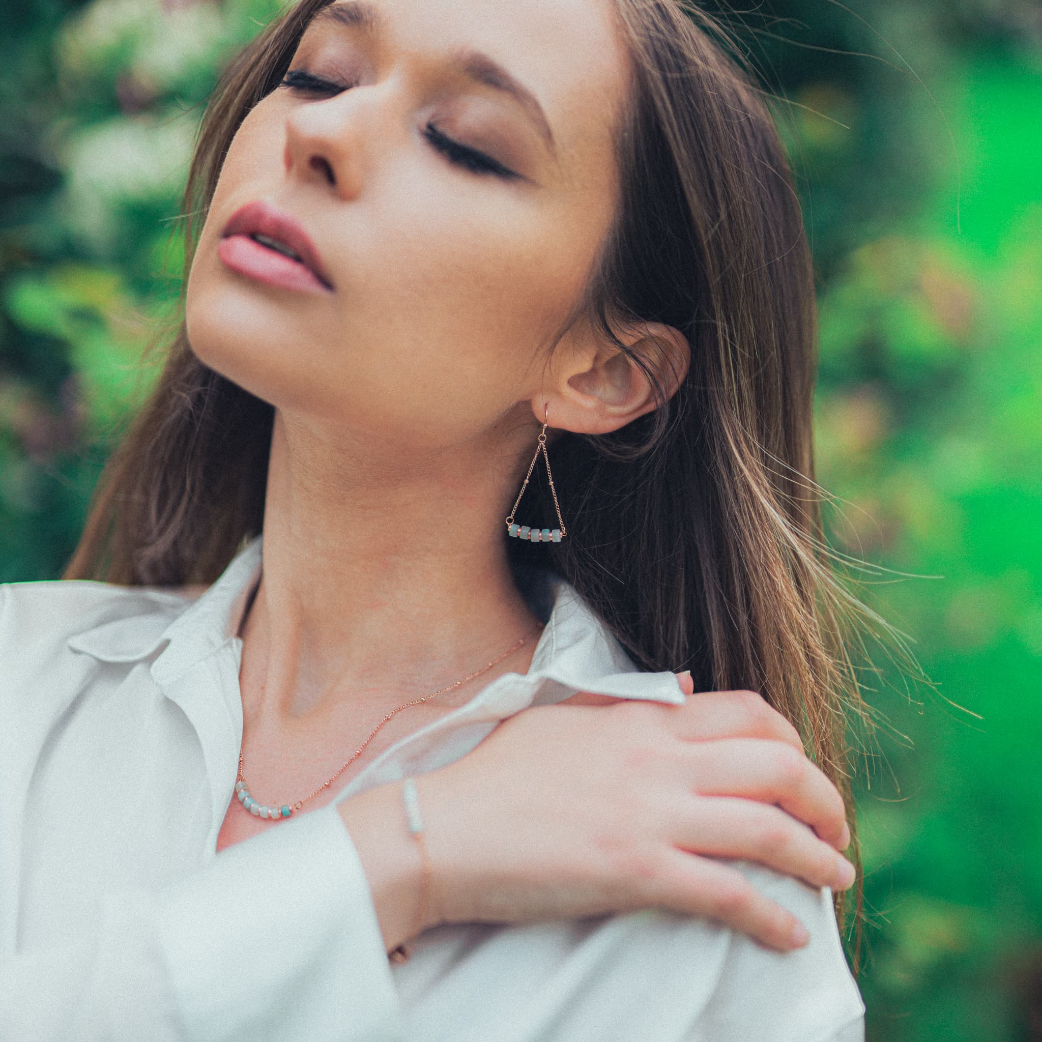 Collier, bracelet et boucles d'oreilles Piana en pierres Amazonite - SLOYA