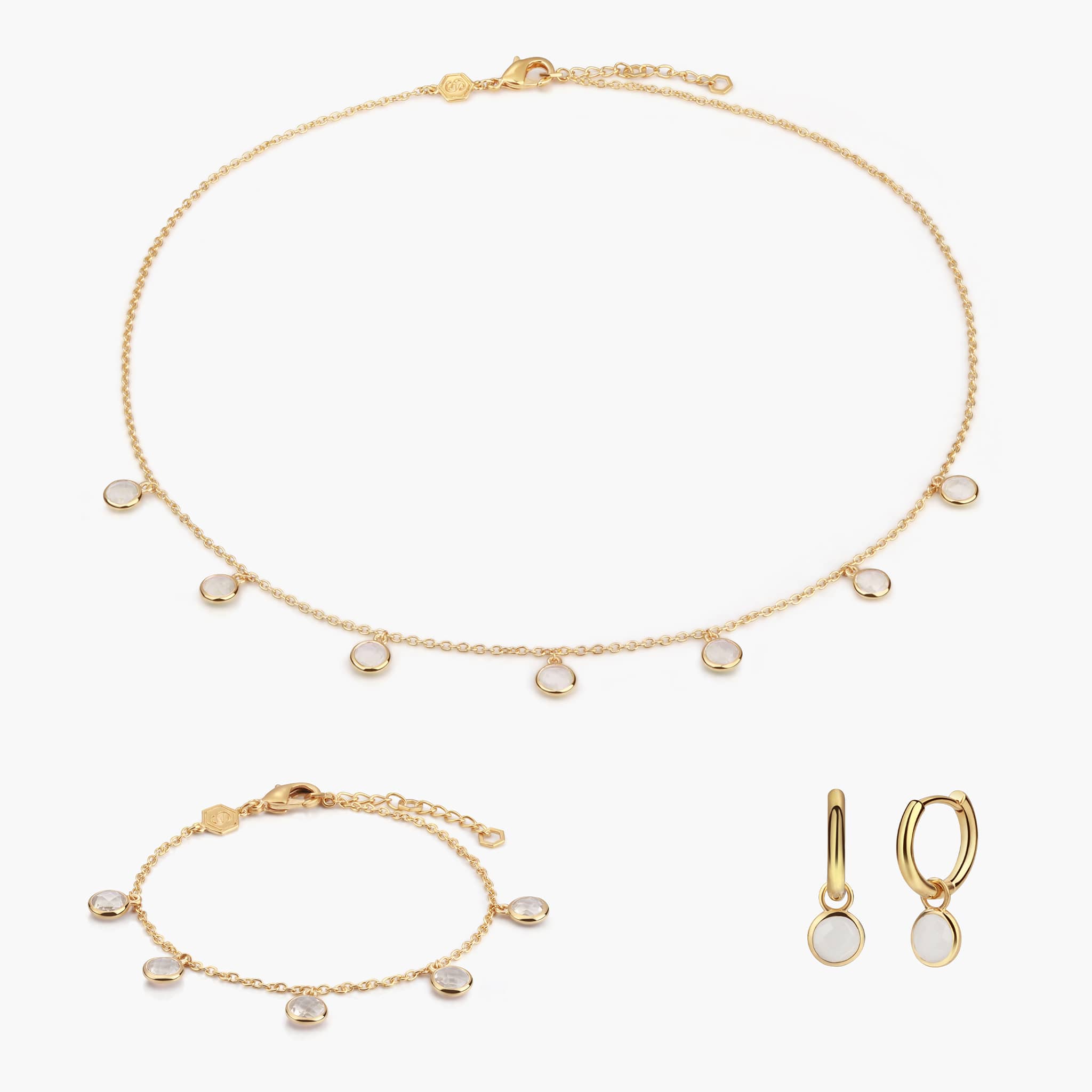 parure Collier, bracelet et boucles d'oreilles Gemia en Pierres de lune