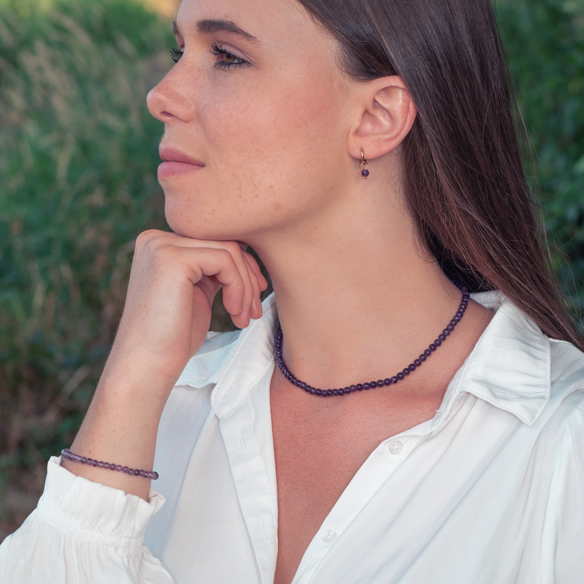 Boucles d'oreilles Serena en pierres Améthyste - SLOYA