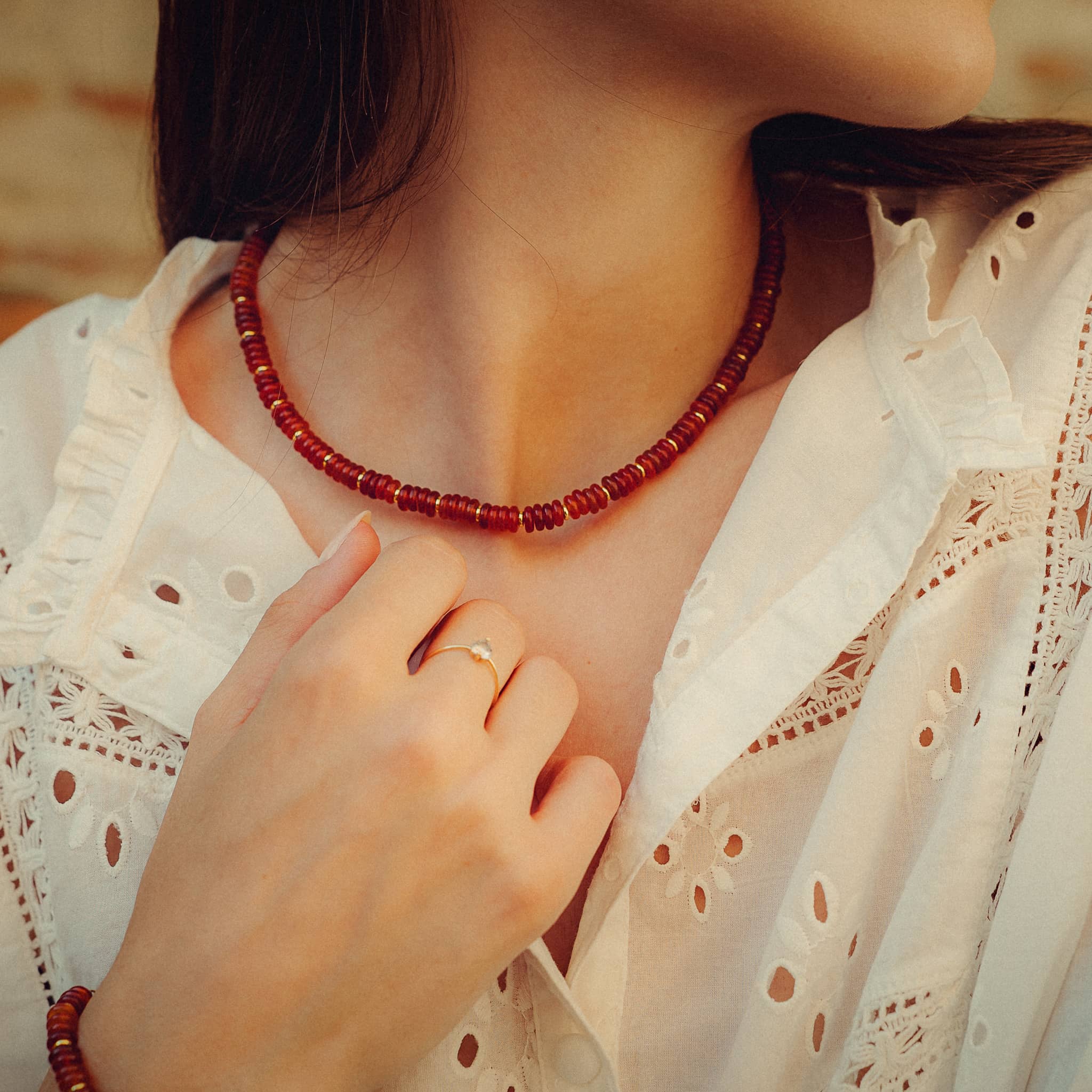 Collier Blima en pierres Agate rouge - SLOYA