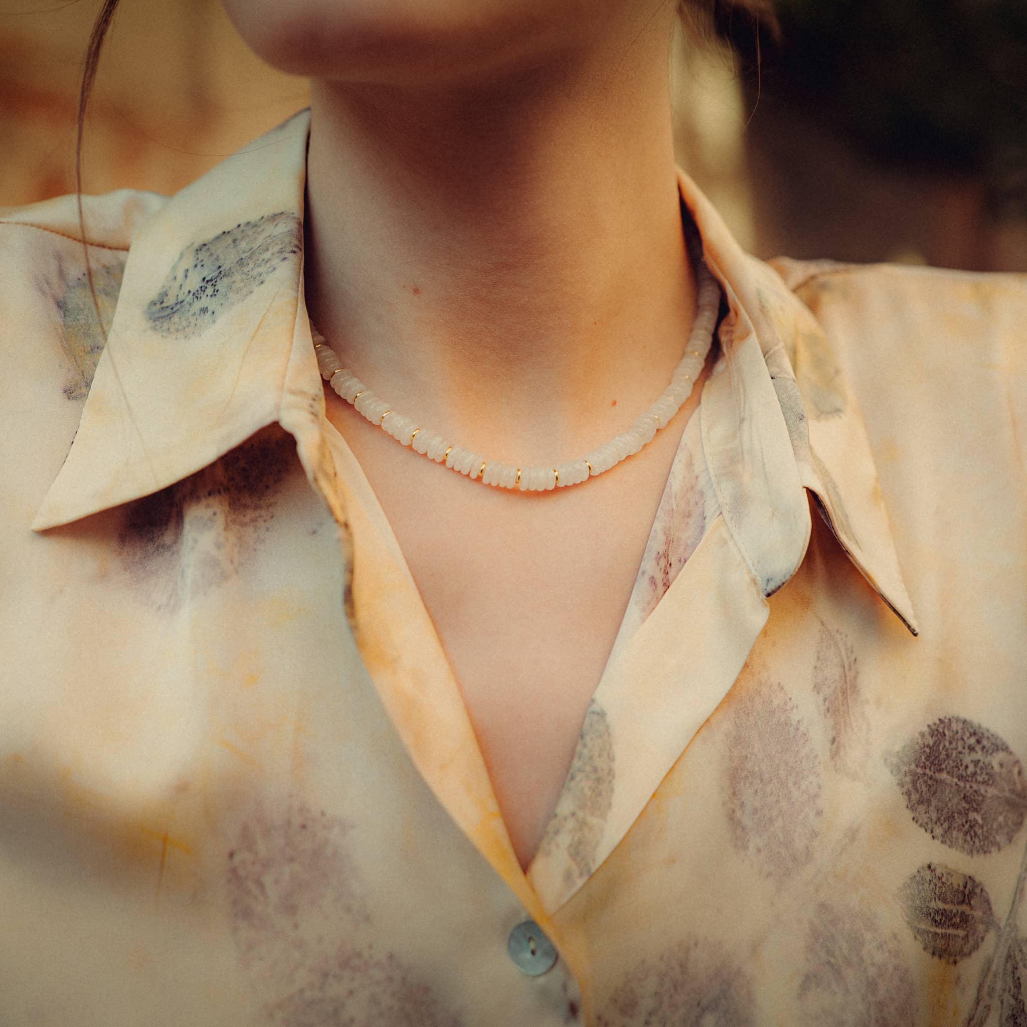 Collier, bracelet et boucles d'oreilles Blima en pierres Jade blanche - SLOYA