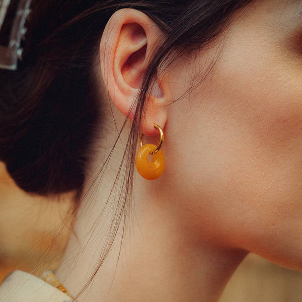 Boucles d'oreilles Blima en pierres Jade jaune - SLOYA