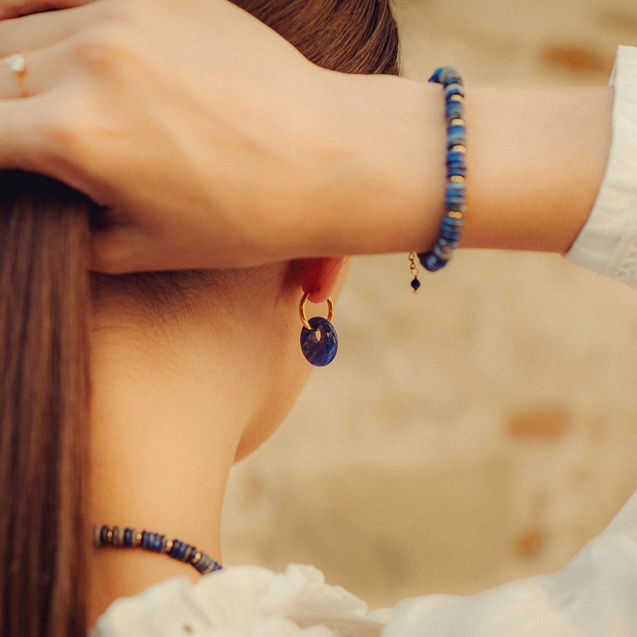 Collier, bracelet et boucles d'oreilles Blima en pierres Lapis-lazuli - SLOYA