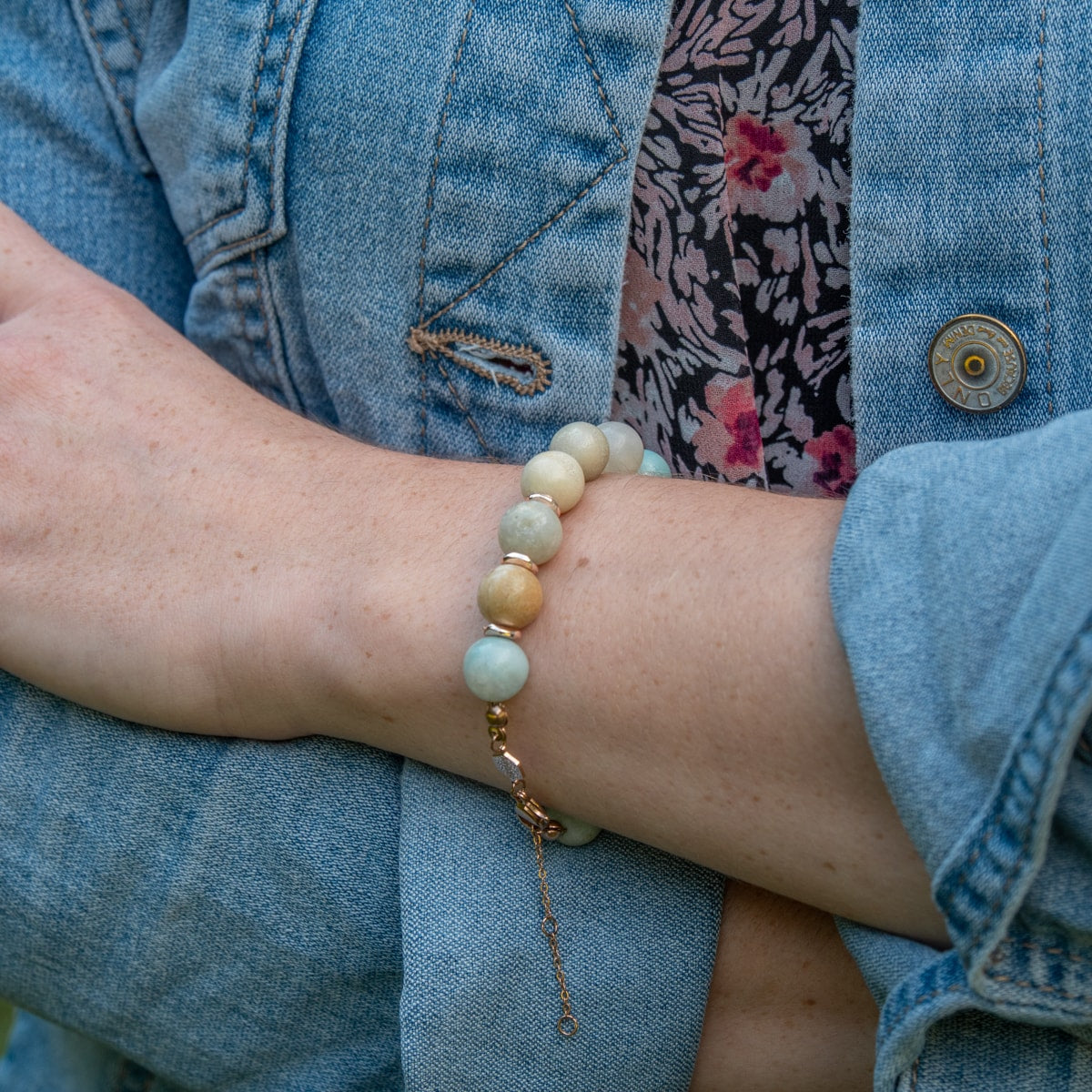 Bracelet Kamelia en pierres naturelles d'Amazonite - SLOYA