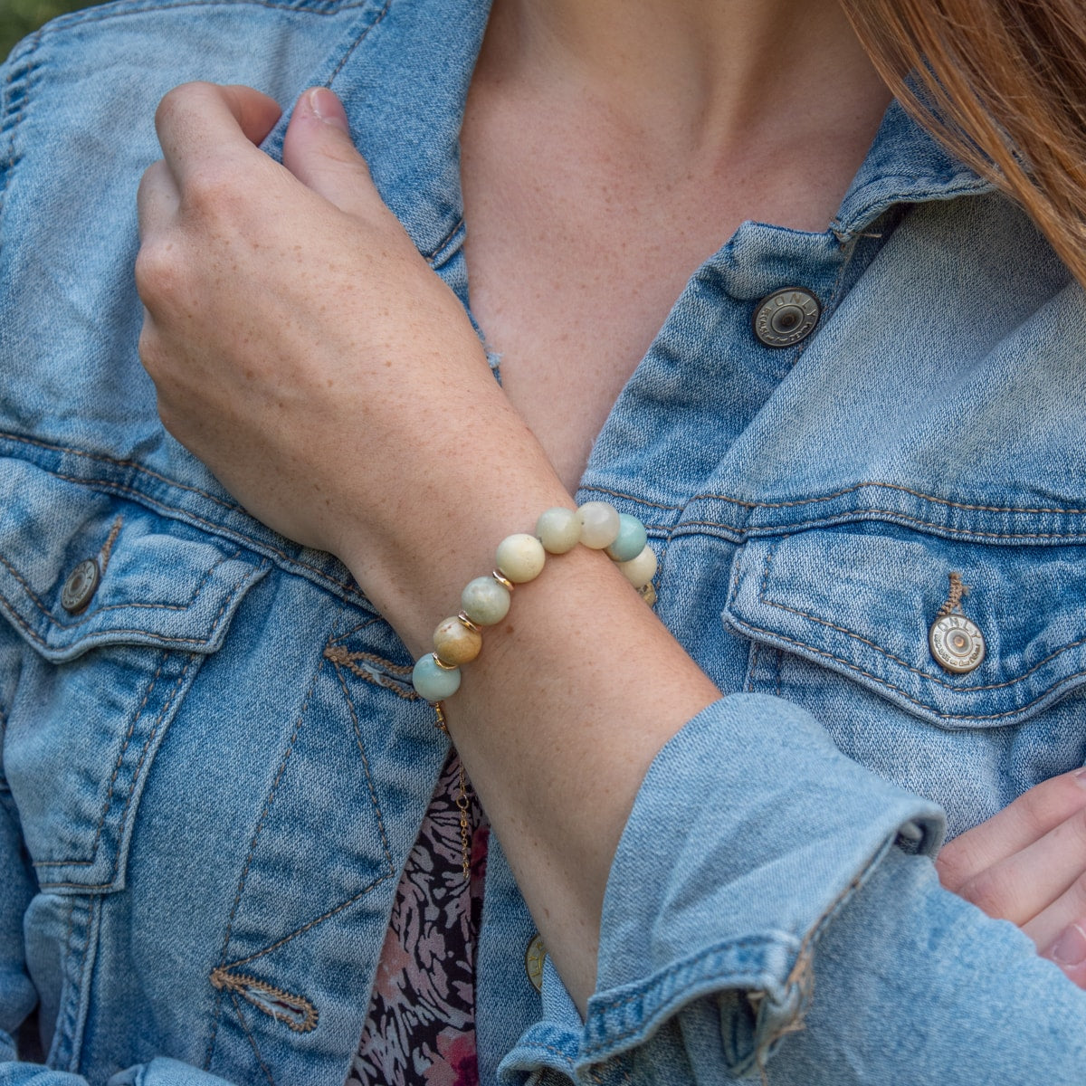 Bracelet Kamelia en pierres naturelles d'Amazonite - SLOYA