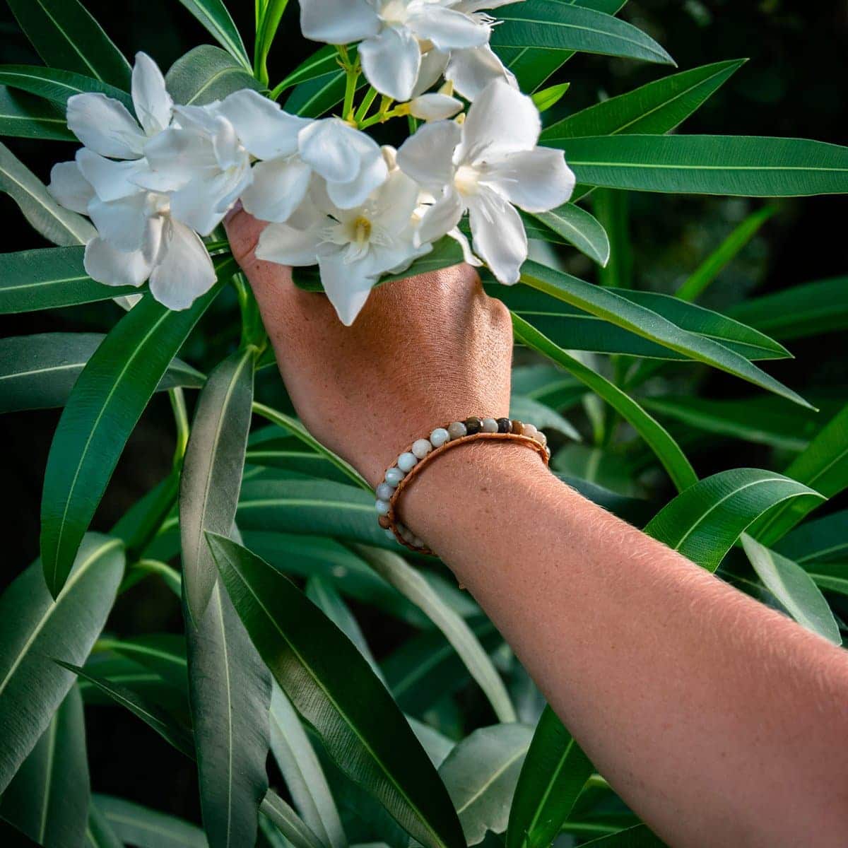 Bracelet AMAZ en pierres naturelles d'Amazonite et cuir