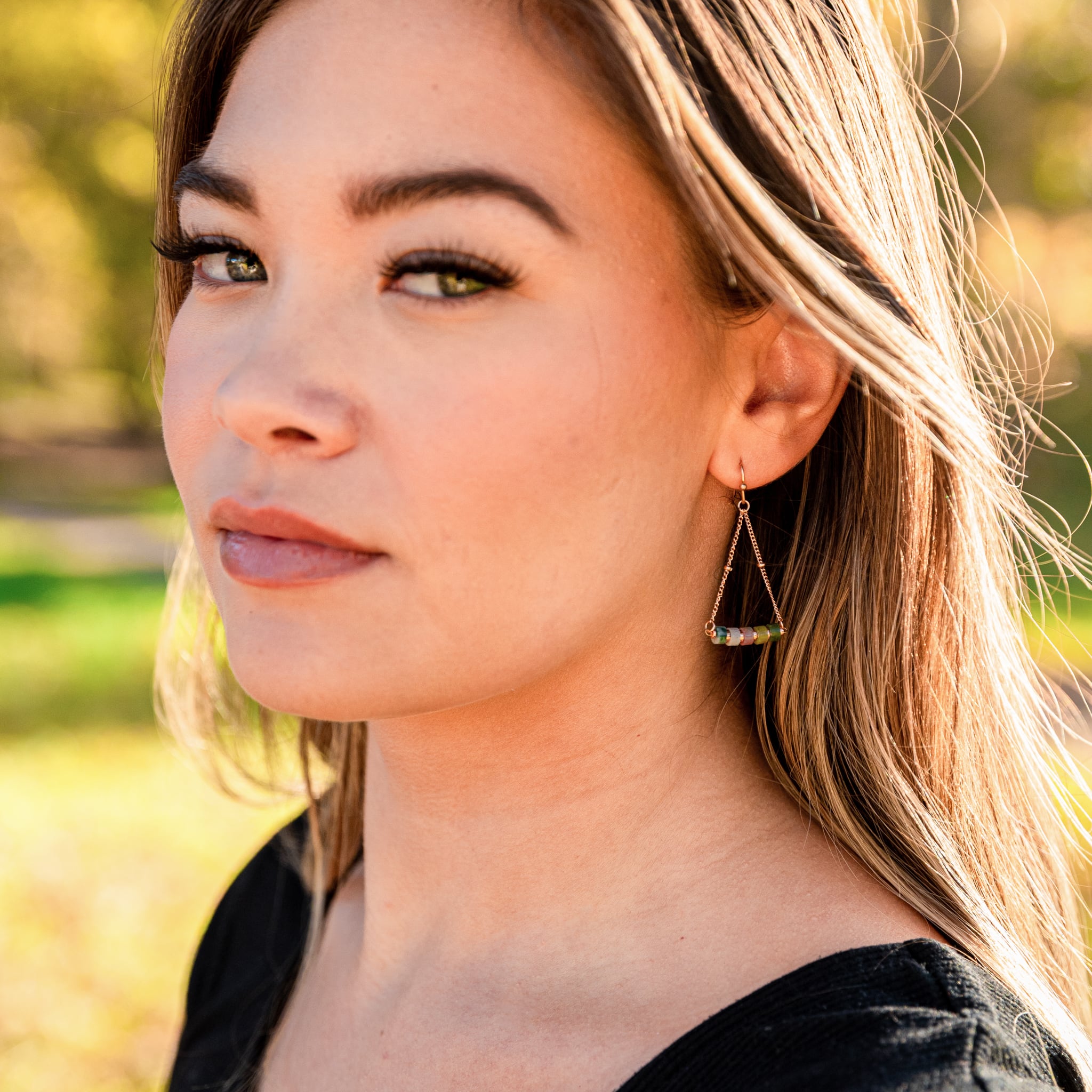 Collier, bracelet et boucles d'oreilles Piana en pierres Agate Aquatique - SLOYA