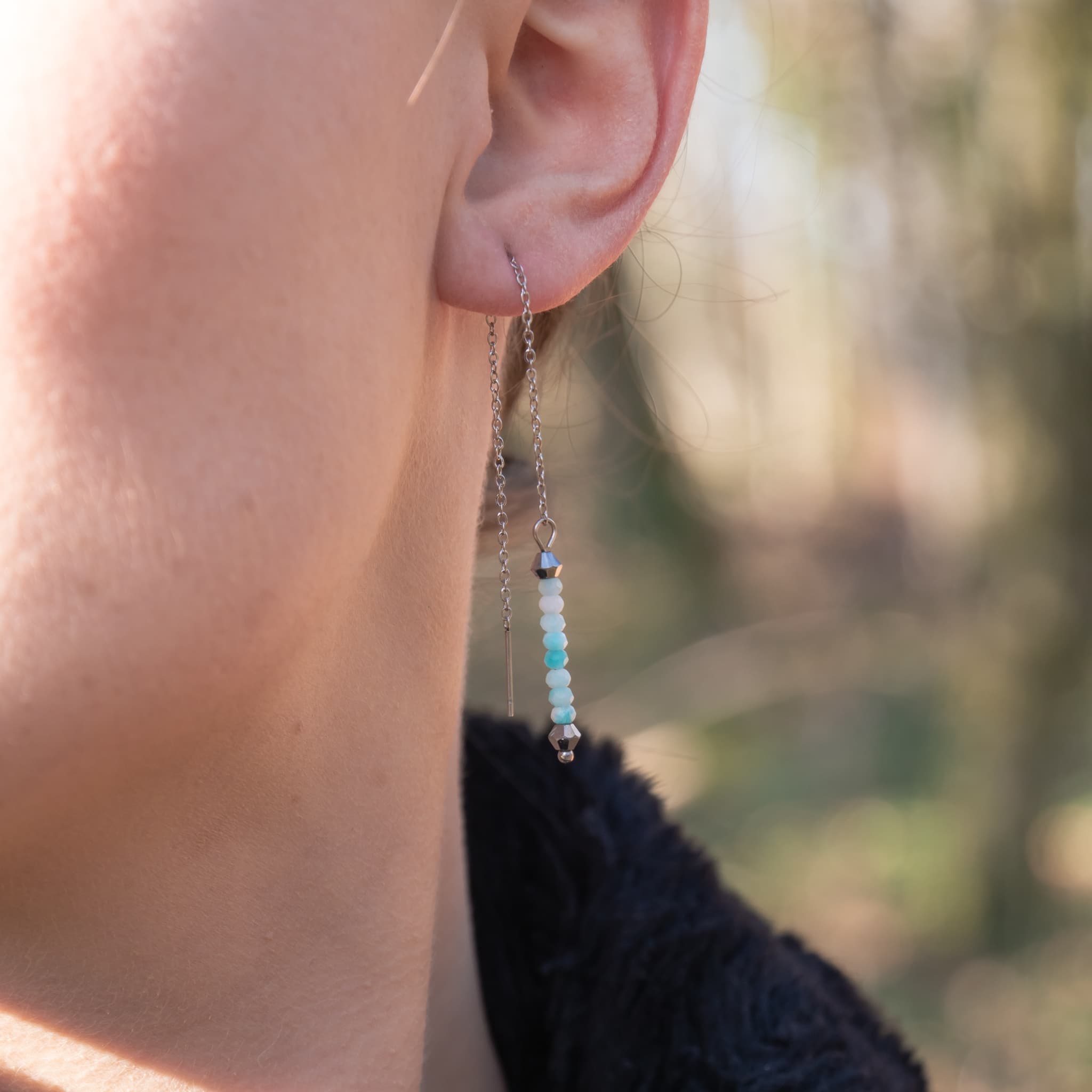 Boucles d'oreilles LUMIA en pierres Amazonite - SLOYA