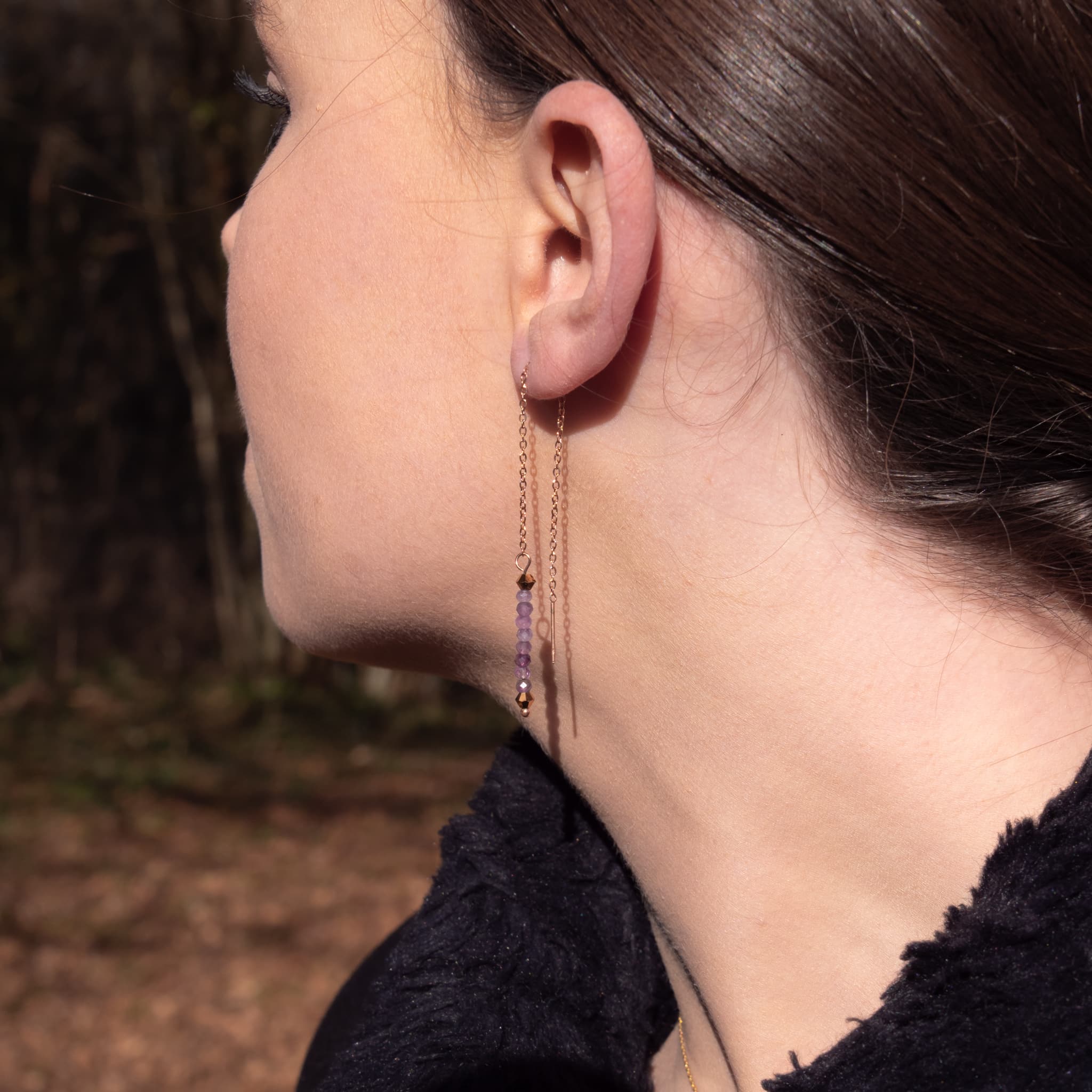 Collier bracelet et boucles d'oreilles LUMIA en pierres Améthyste - SLOYA