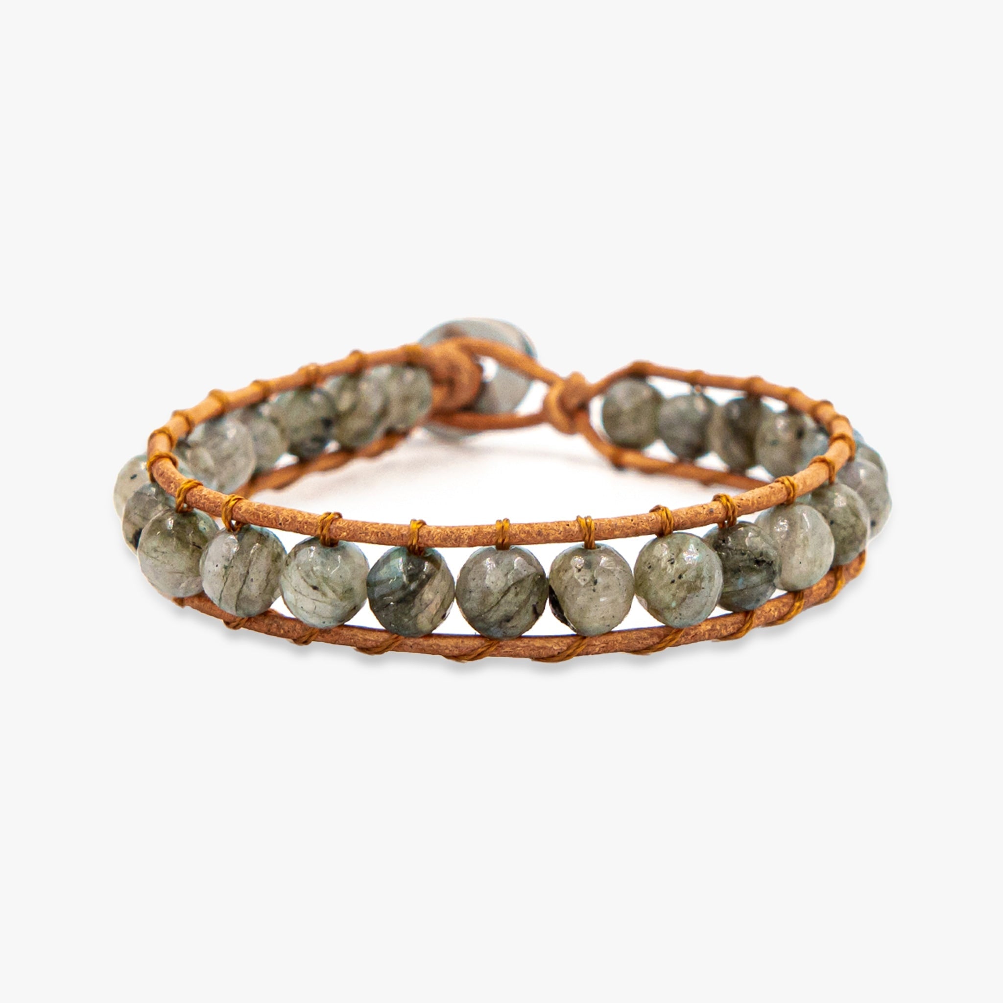 Bracelet DIUM en pierres naturelles Labradorite et cuir - SLOYA