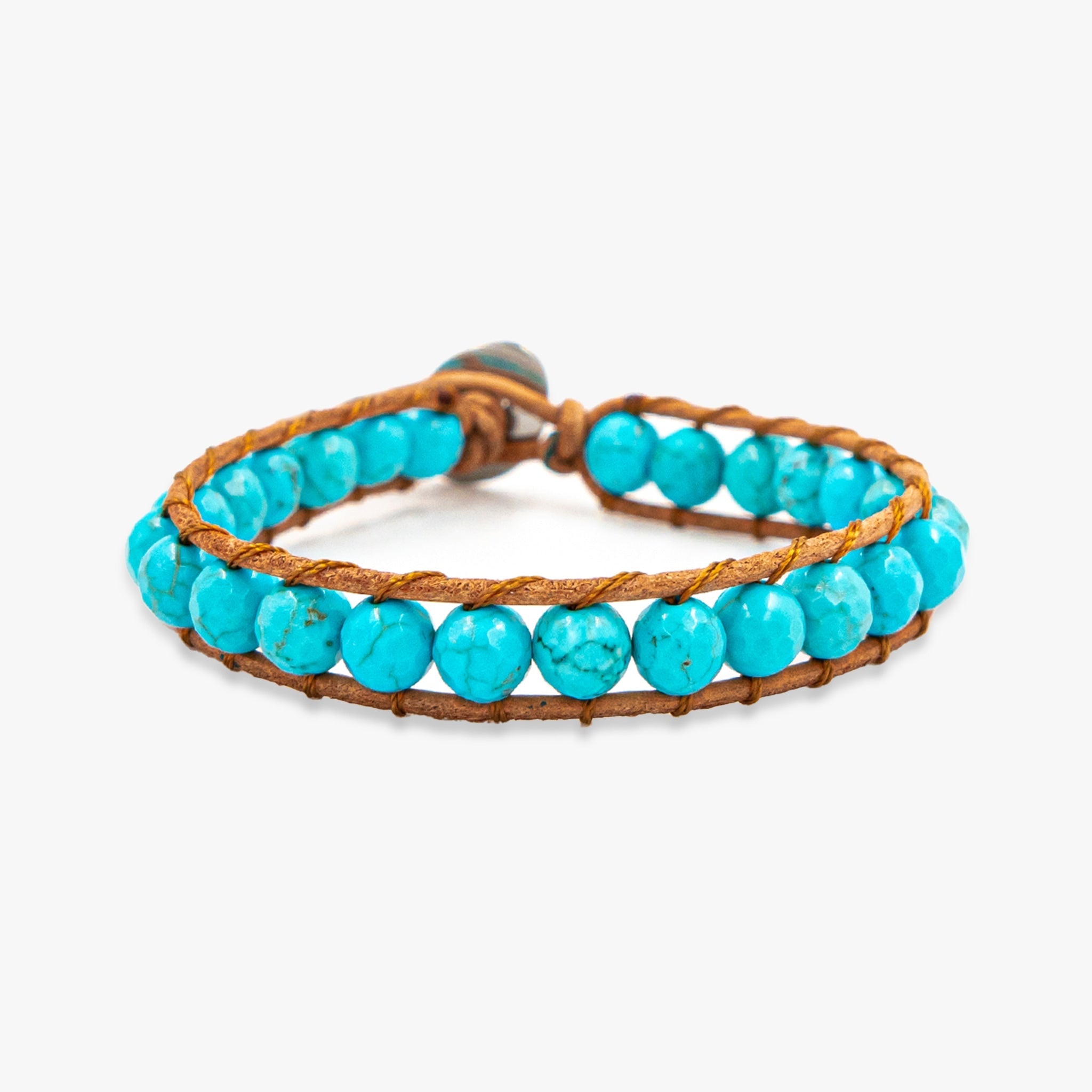 Bracelet LUMI en pierres naturelles Turquoise et cuir - SLOYA