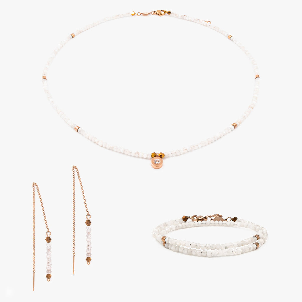 Collier bracelet et boucles d'oreilles LUMIA en pierres de Lune - SLOYA