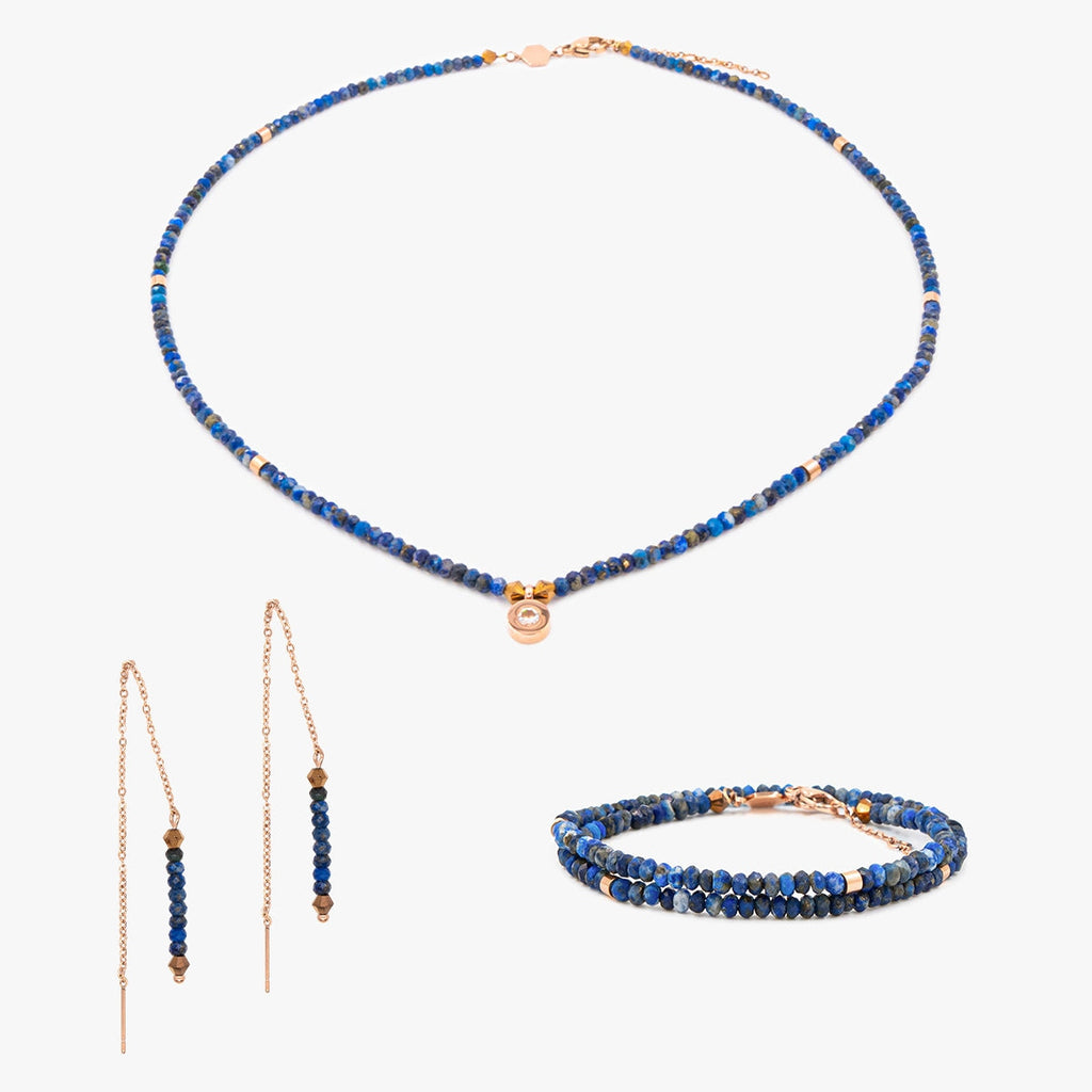 Collier bracelet et boucles d'oreilles LUMIA en pierres Lapis-lazuli - SLOYA