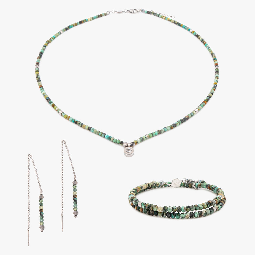 Collier bracelet et boucles d'oreilles LUMIA en pierres Turquoise - SLOYA
