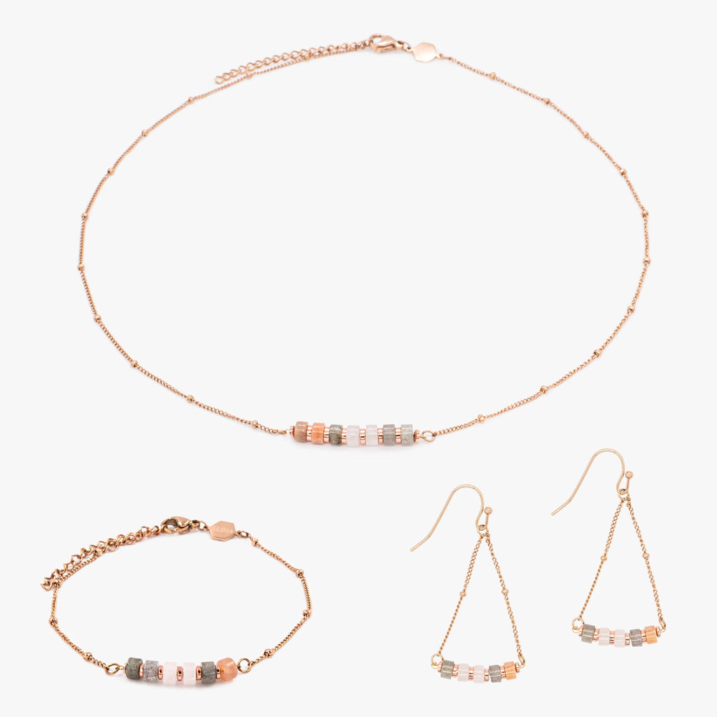 Collier, bracelet et boucles d'oreilles Piana en Pierres de Lune - SLOYA