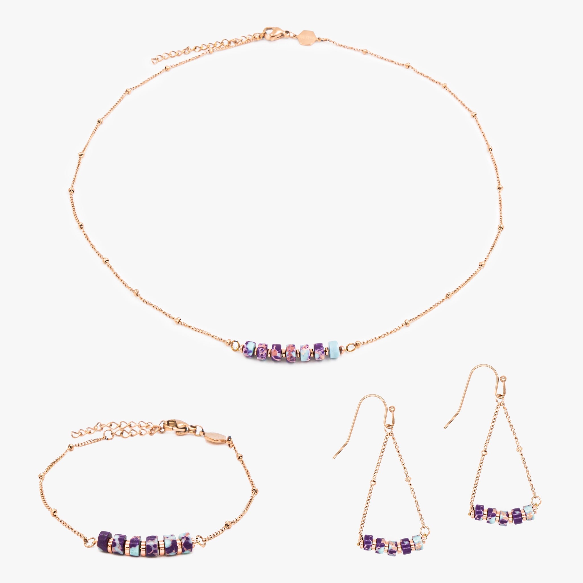 Collier, bracelet et boucles d'oreilles Piana en jaspe - SLOYA