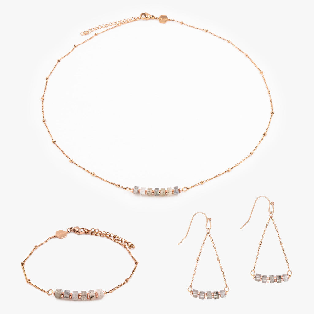 Collier, bracelet et boucles d'oreilles Piana en pierres Labradorite - SLOYA
