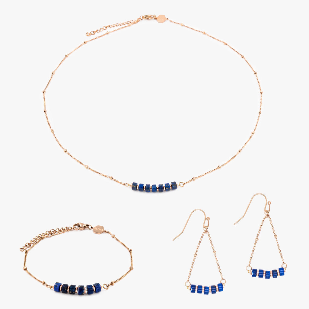 Collier, bracelet et boucles d'oreilles Piana en pierres Lapis-lazuli - SLOYA