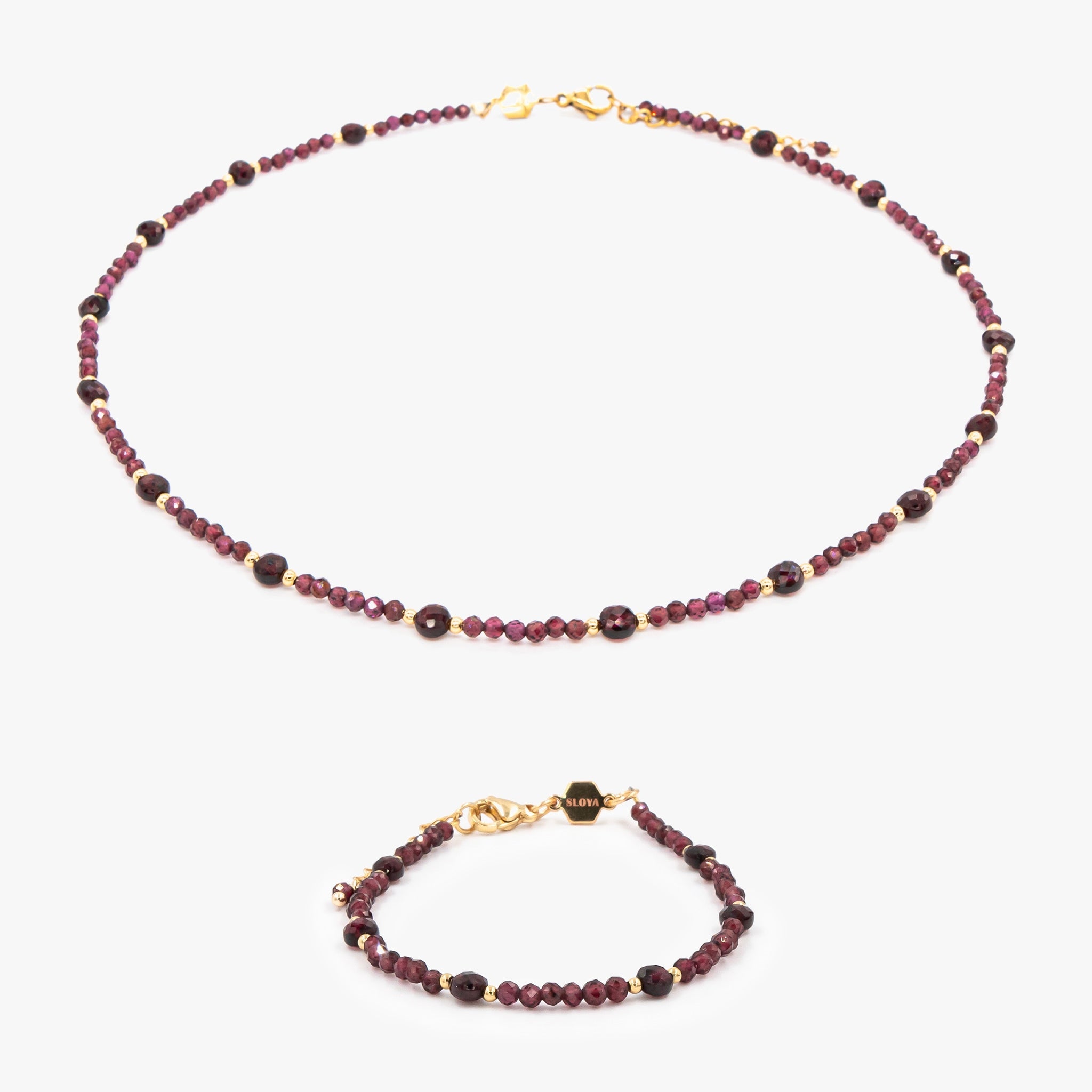 Collier et bracelet Paloma en pierres Grenat - SLOYA