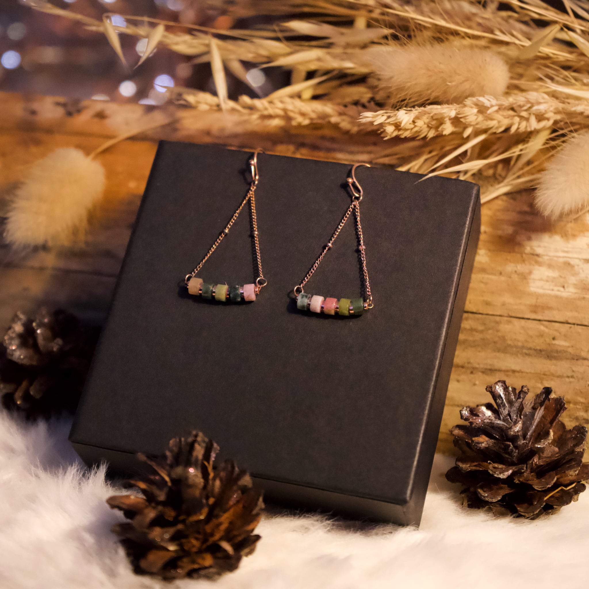 Boucles d'oreilles PIANA en pierres Agate Aquatique - SLOYA