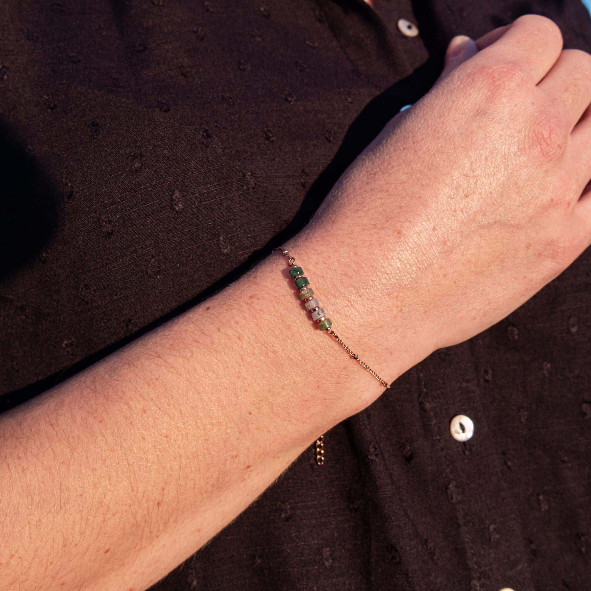 Collier, bracelet et boucles d'oreilles Piana en pierres Agate Aquatique - SLOYA