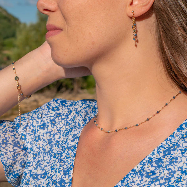 Collier, bracelet et boucles d'oreilles Bianca en pierres Lapis-lazuli - SLOYA