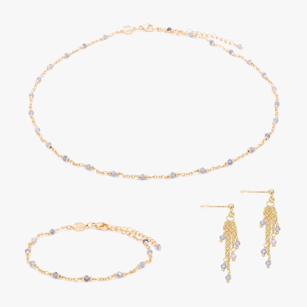 Collier, bracelet et boucles d'oreilles Bianca en pierres Tanzanite - SLOYA