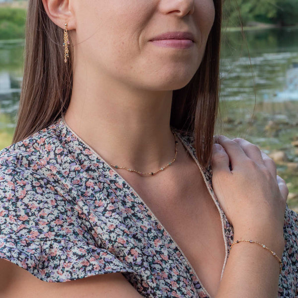 Collier, bracelet et boucles d'oreilles Bianca en pierres Tourmaline - SLOYA