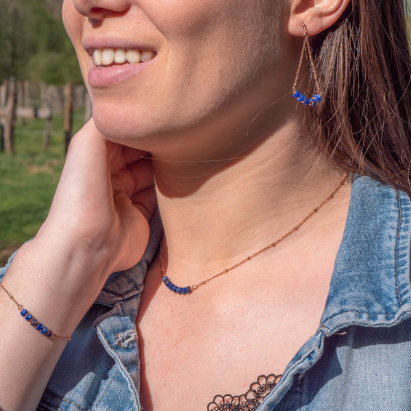 Collier, bracelet et boucles d'oreilles Piana en pierres Lapis-lazuli - SLOYA