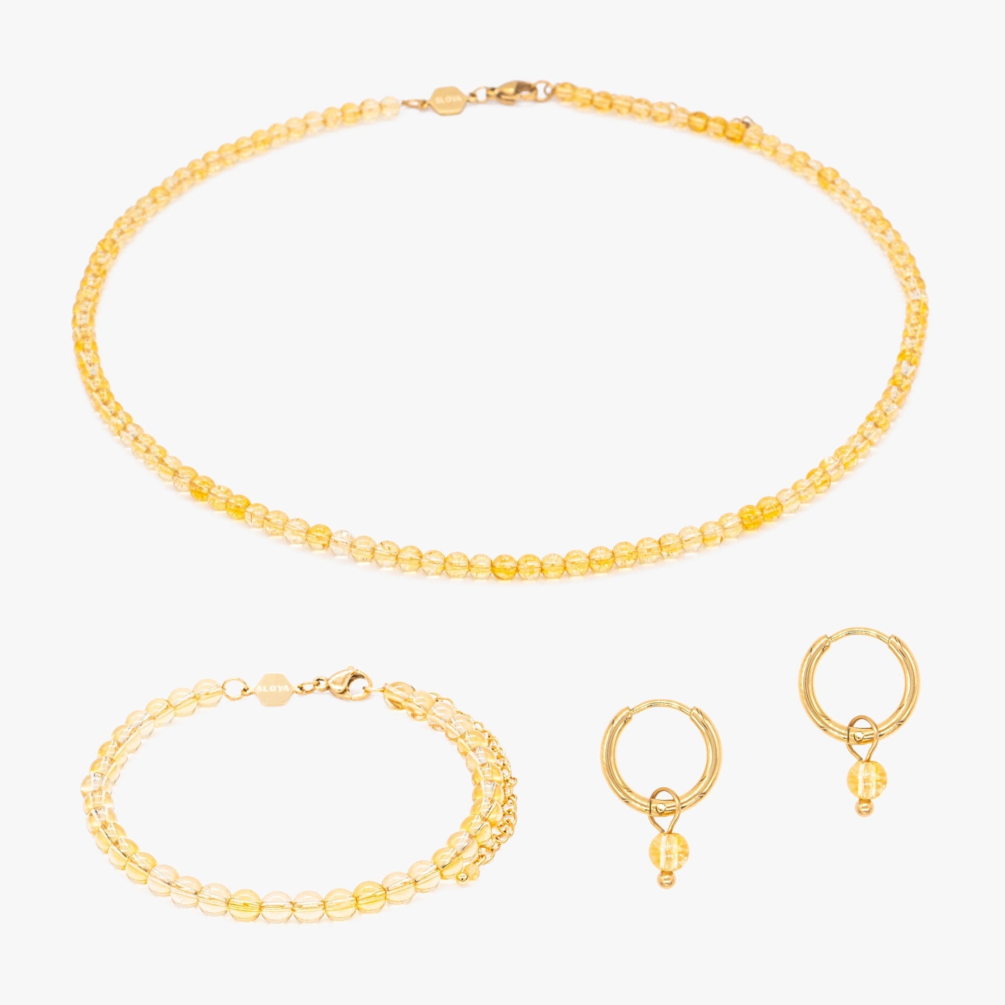 Collier, bracelet et boucles d'oreilles Serena en pierres Citrine - SLOYA
