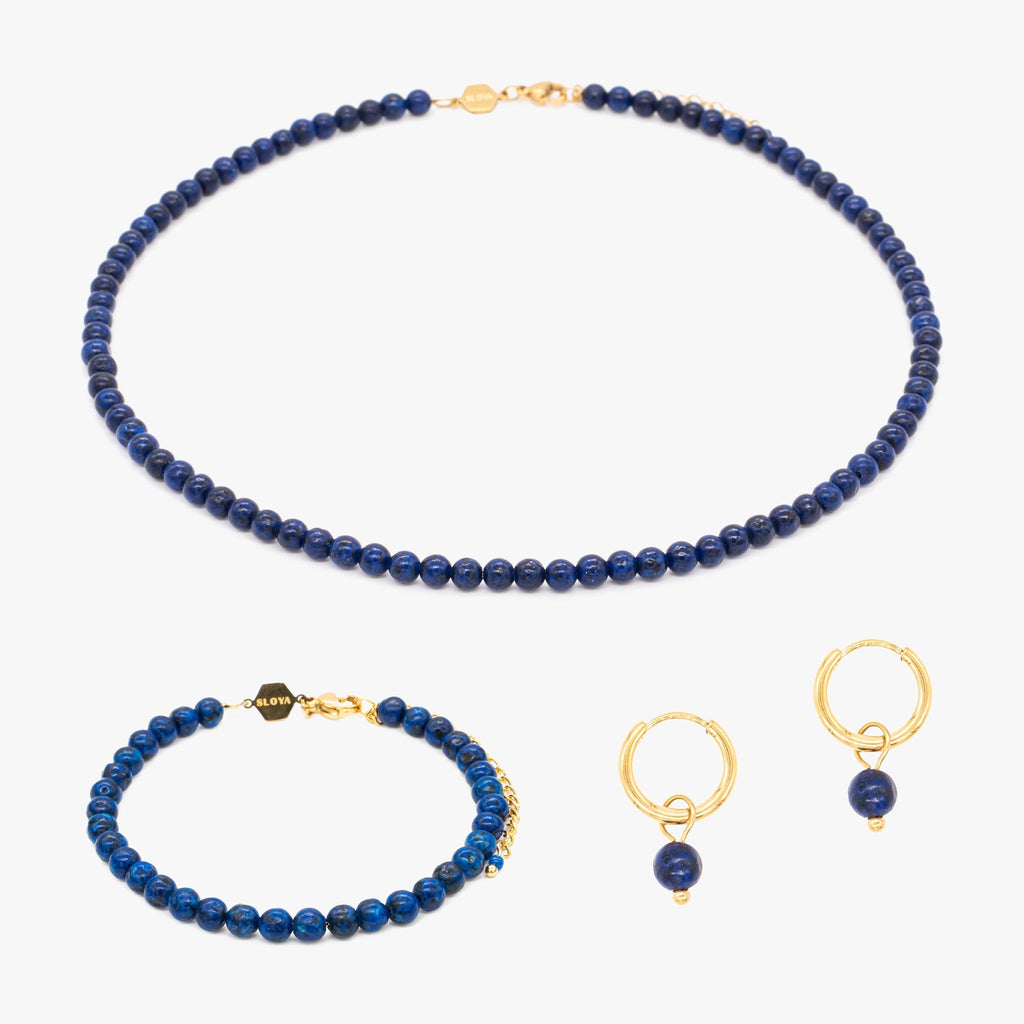 Collier, bracelet et boucles d'oreilles Serena en pierres Lapis-lazuli - SLOYA