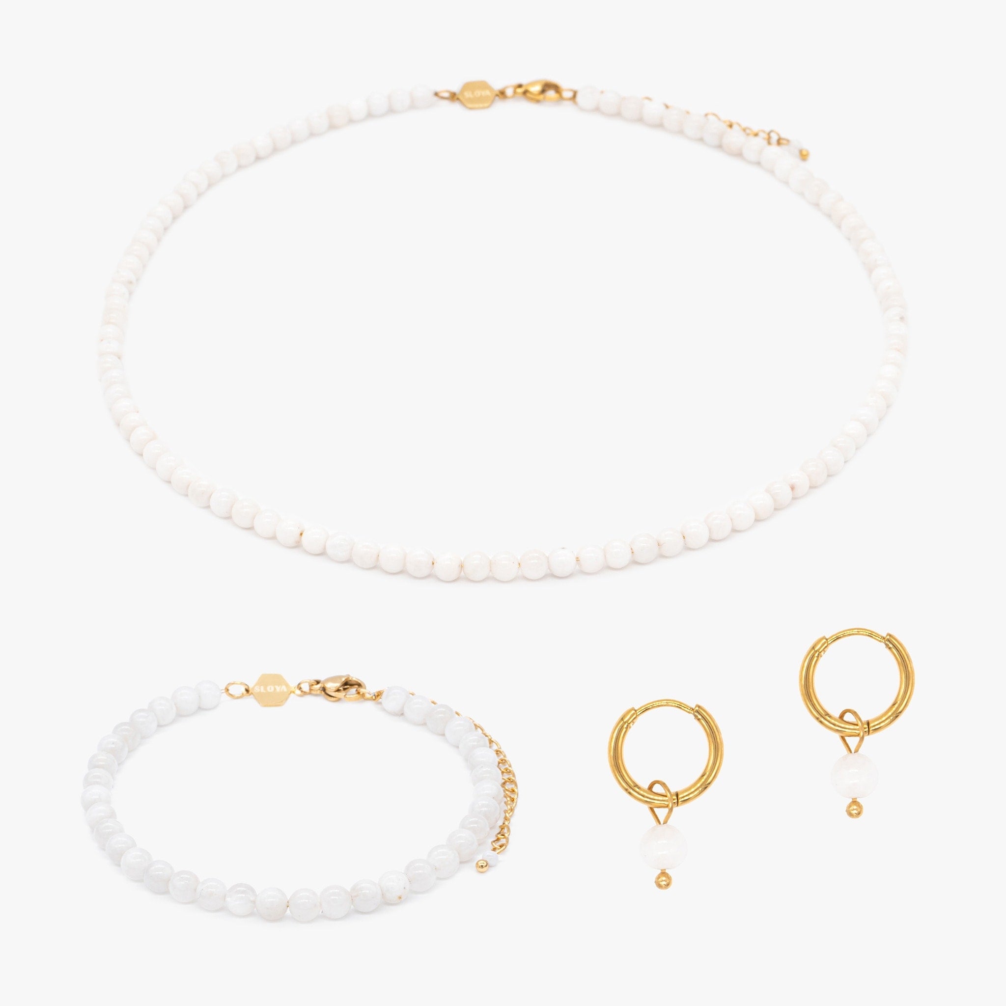 Collier, bracelet et boucles d'oreilles Serena en Pierres de Lune - SLOYA