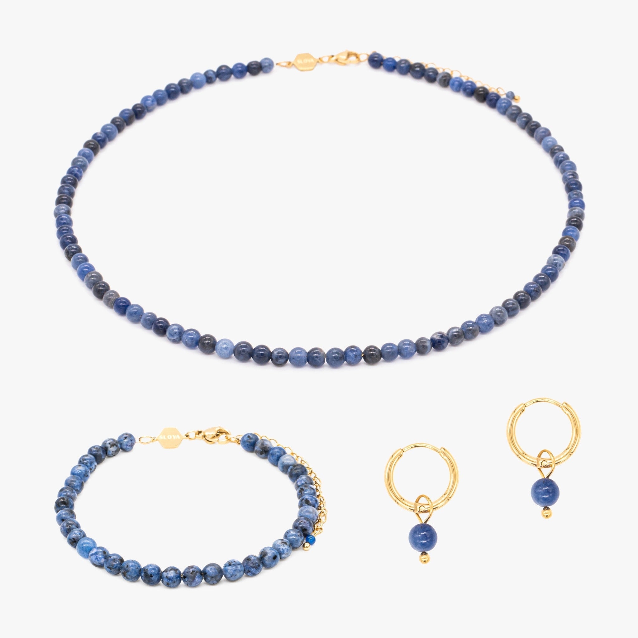 Collier, bracelet et boucles d'oreilles Serena en pierres Sodalite - SLOYA