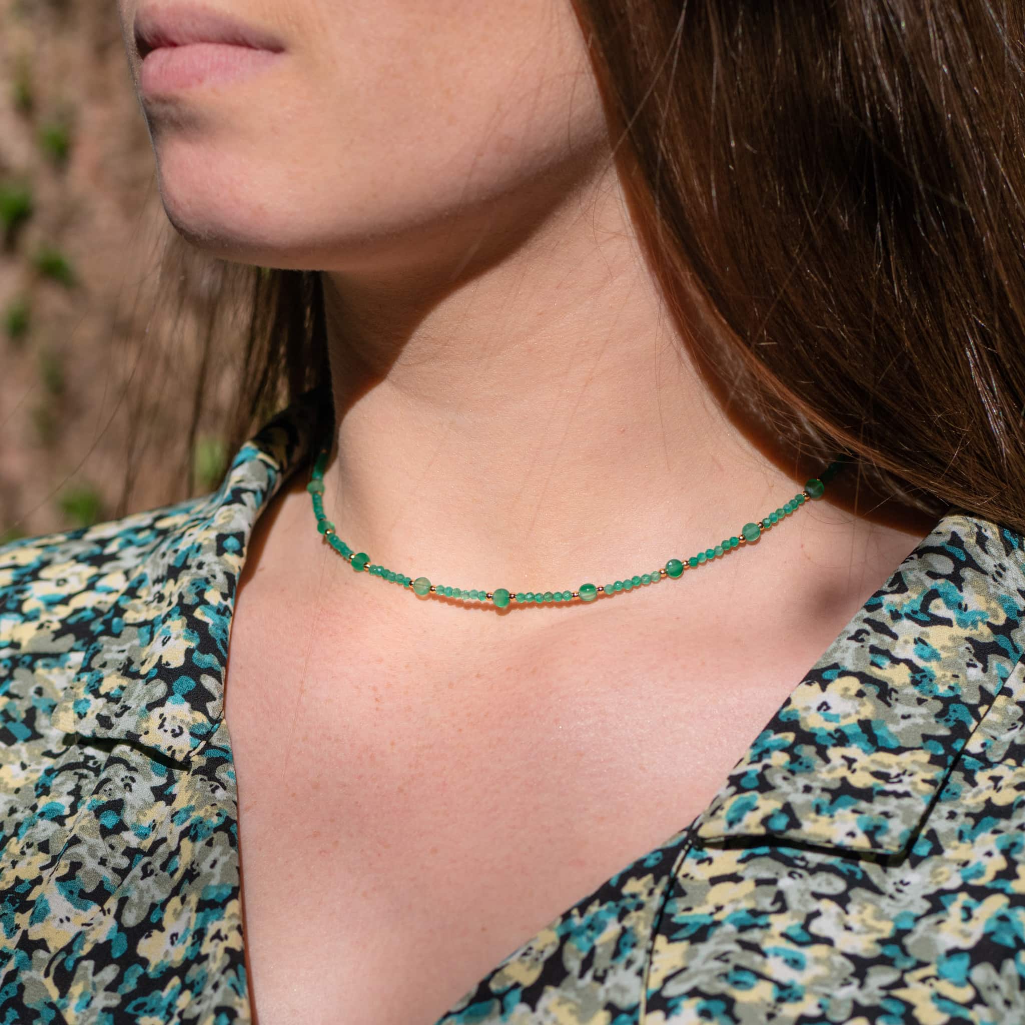 Collier Paloma en pierres Agate Verte - SLOYA