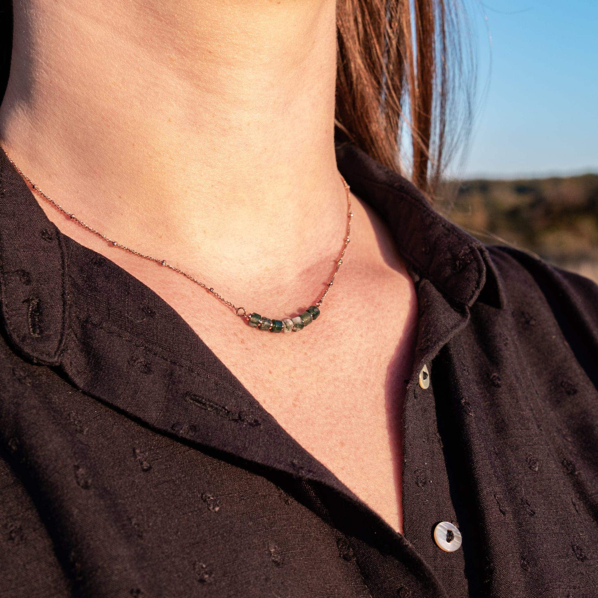 Collier PIANA en pierres Agate Aquatique - SLOYA